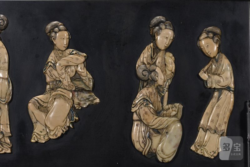 清 寿山石雕仕女插屏 - 图5